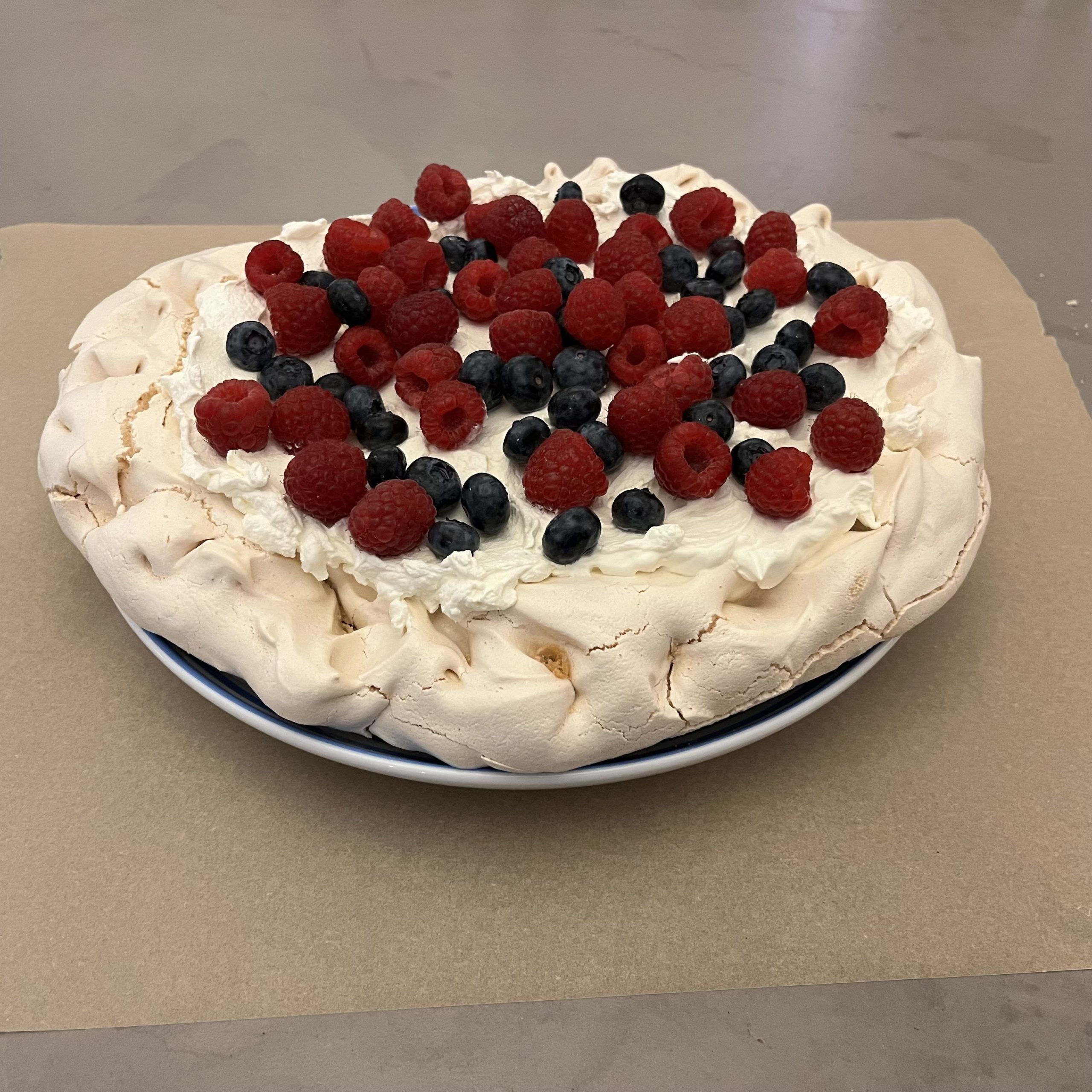 Delicious pavlova, cooked by my youngest son as part of his Duke of Edinburgh course.
