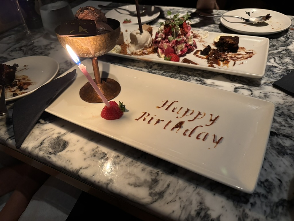 Birthday dessert at Prime, Berkhamsted.
