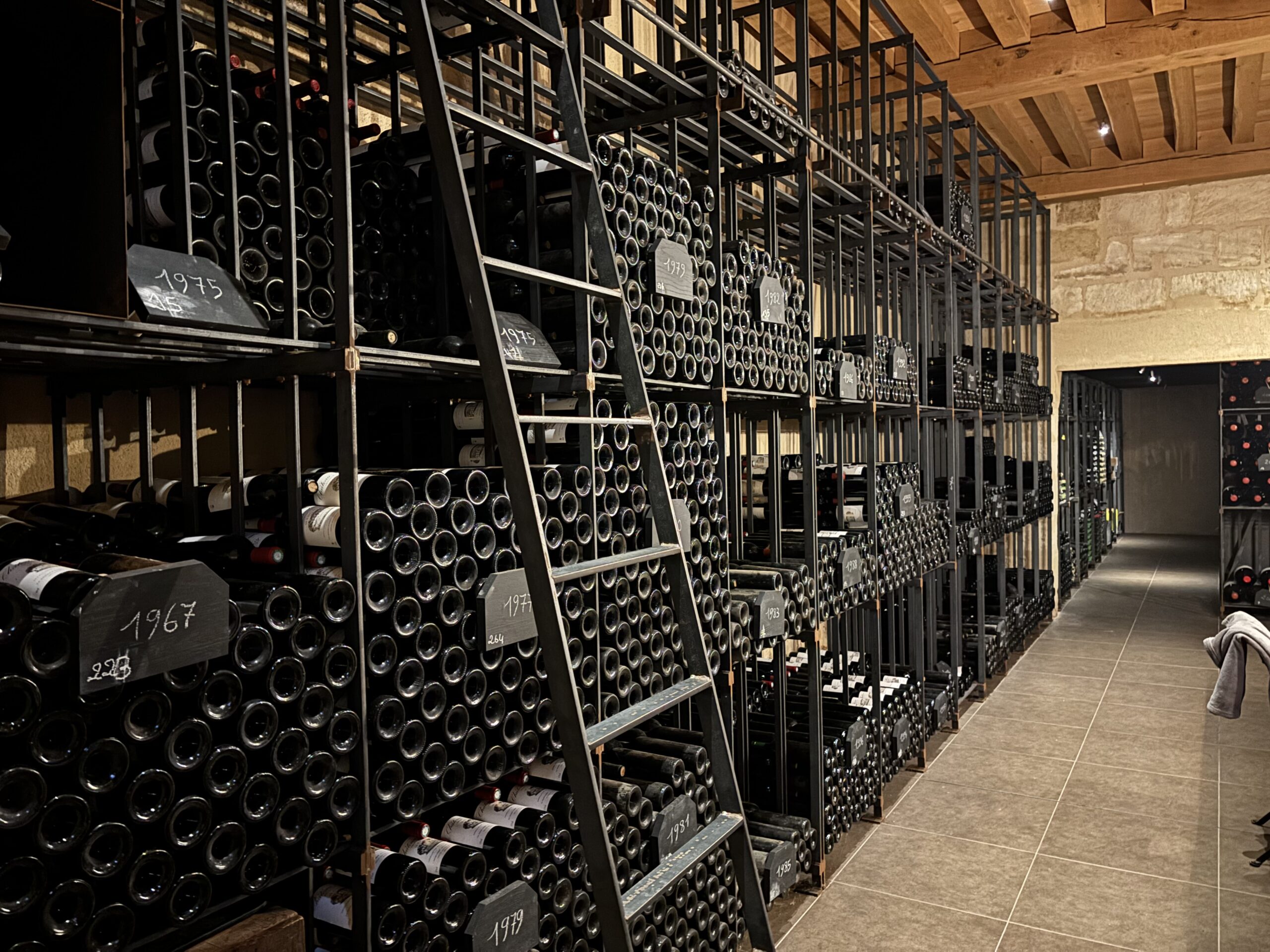 Various vintages in the cellar at Château Kirwan.
