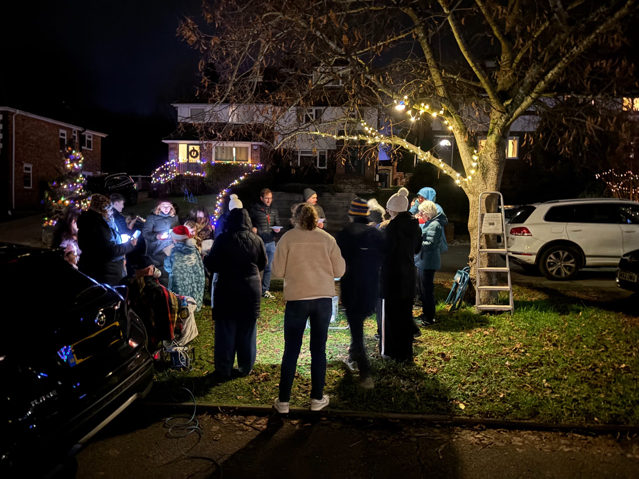 Singing Christmas songs with the neighbours