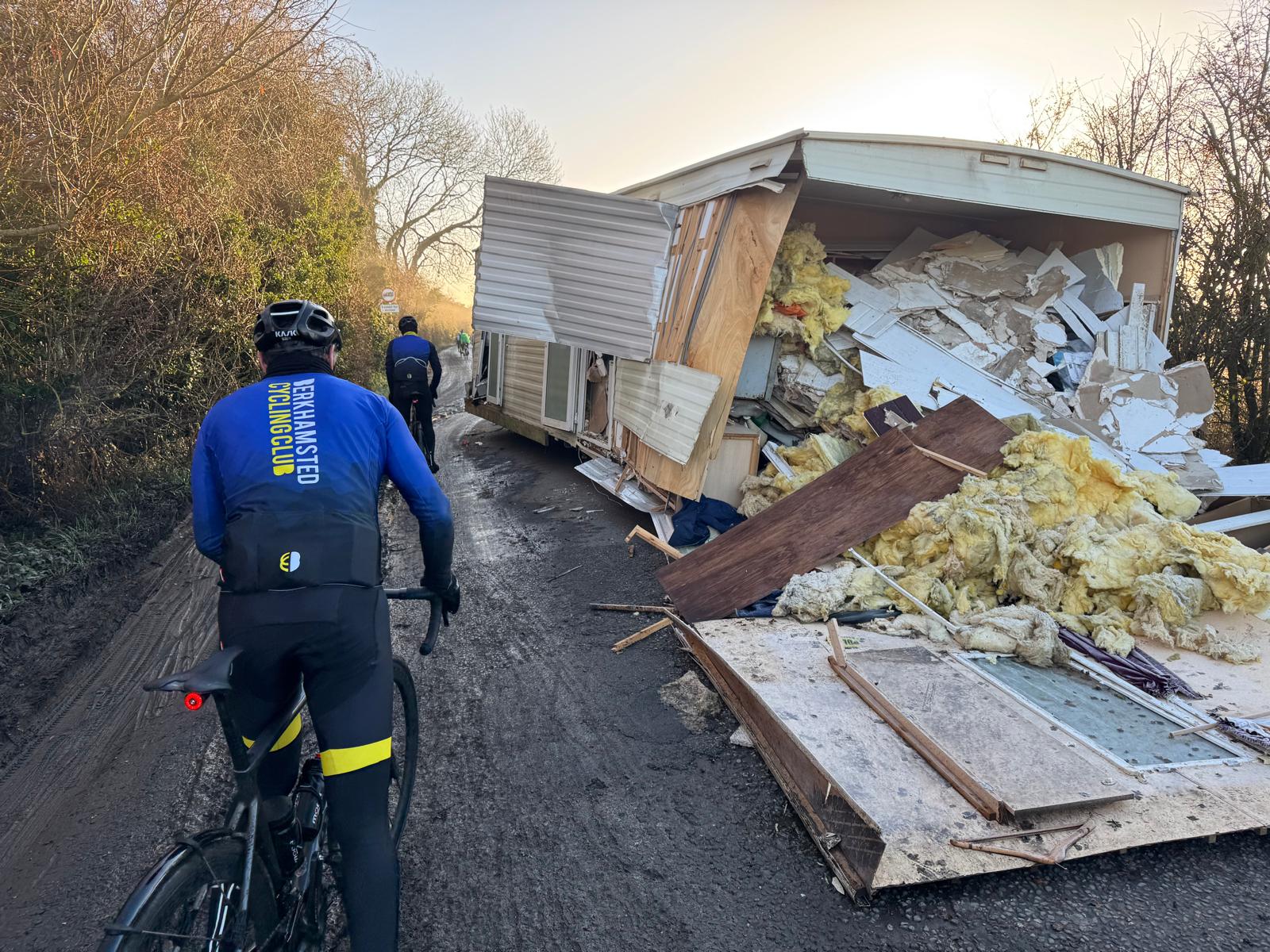 “Yeah, we’ll just leave that there.” A scary moment as we turned the corner to find this waiting for us in the road. (Photo: Ian Biller)