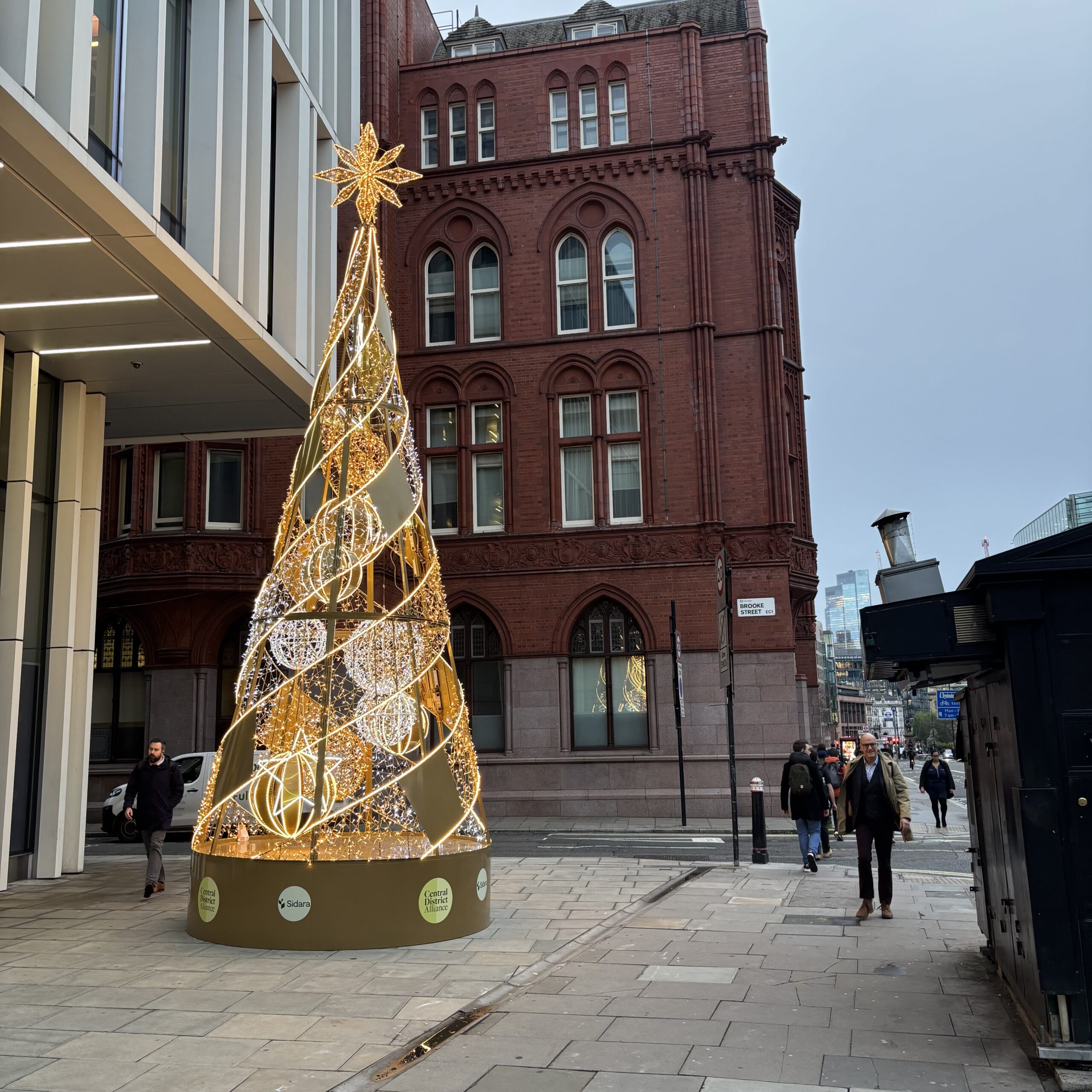 Christmas tree near Chancery Lane station, London.
