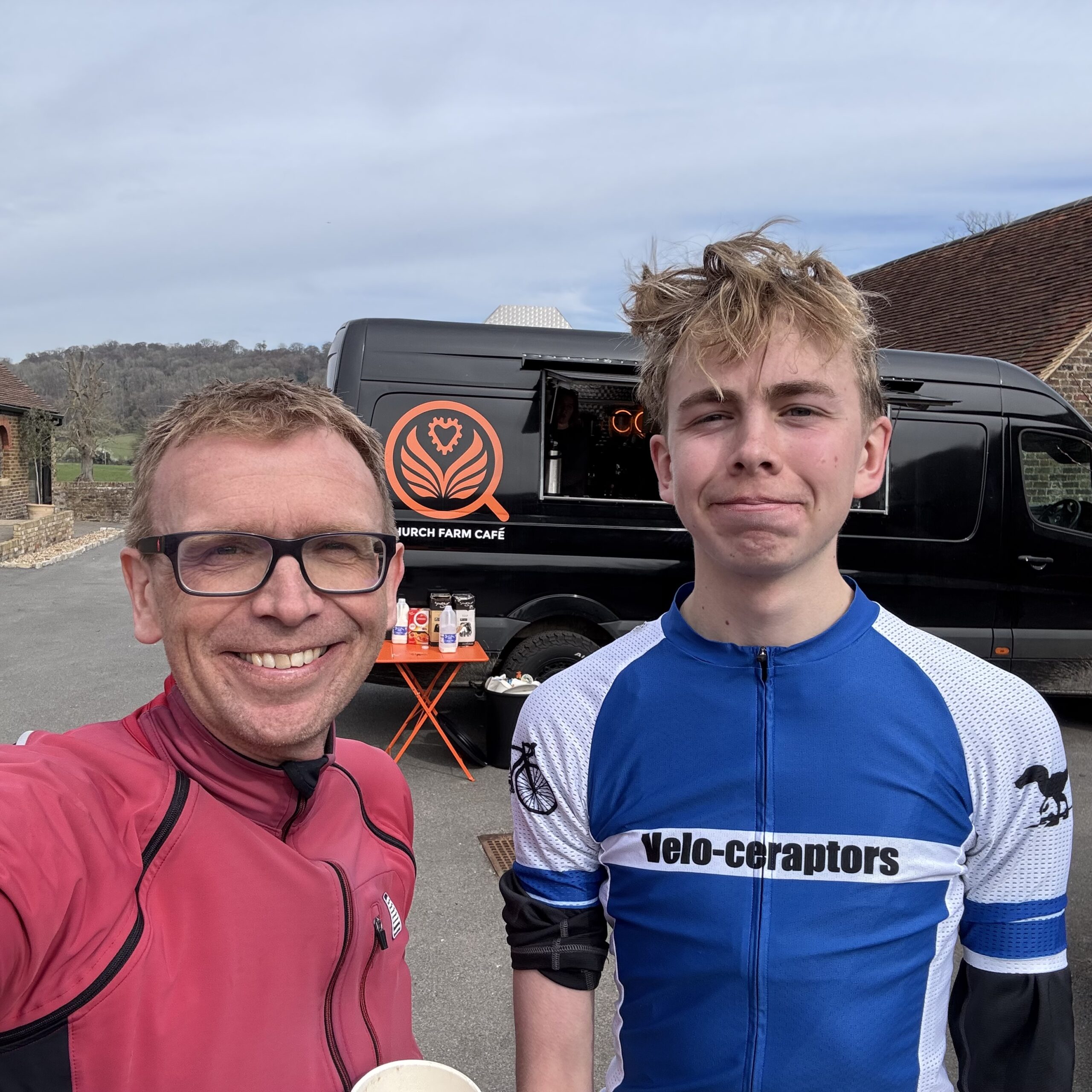 With my youngest (and tallest) son after Sunday’s ride.