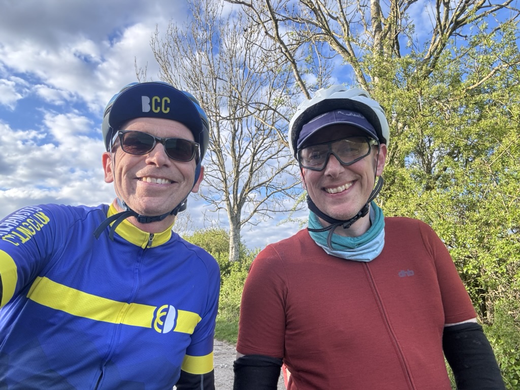 Happy cyclists at the end of a long day. By the time we got back to our respective houses, Dave ended up completing 200km and I was just shy of it.