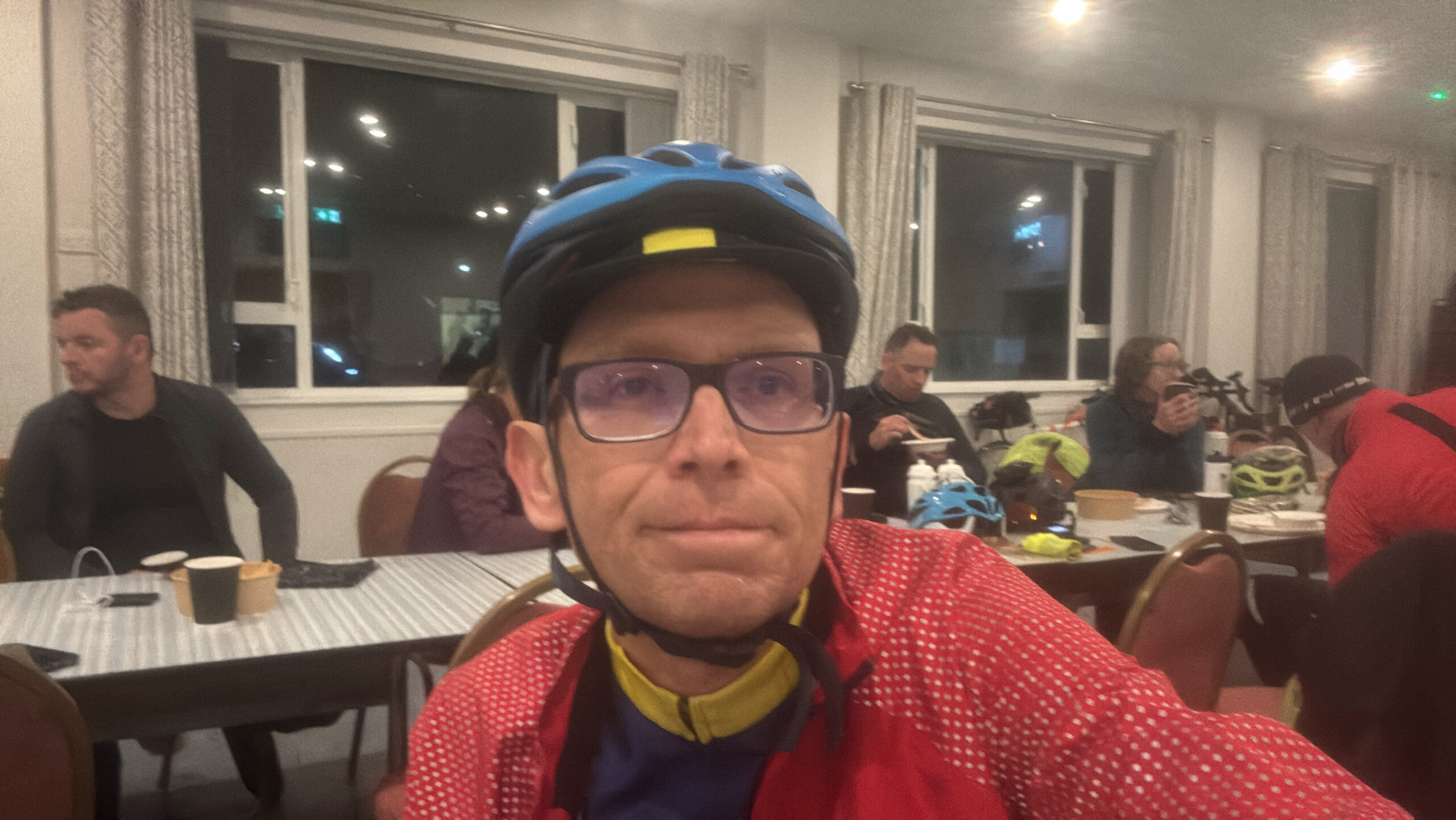 At Lambourn control. That droopy eye is a tell-tale sign that I was completely worn out.