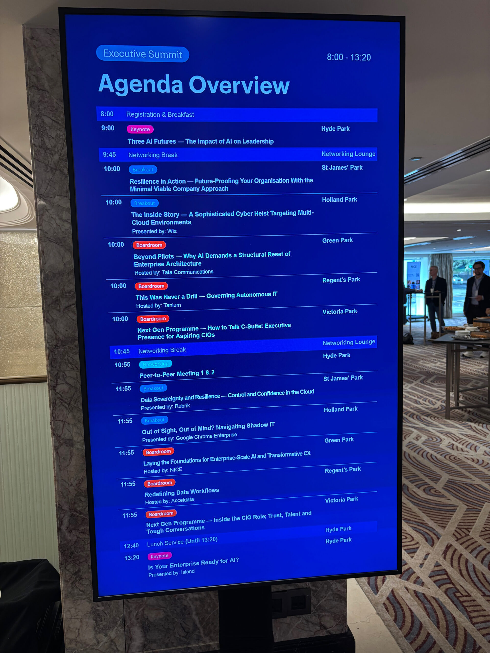 The morning agenda for the Gartner UK & Ireland CIO Community Executive Summit, 10 June 2026