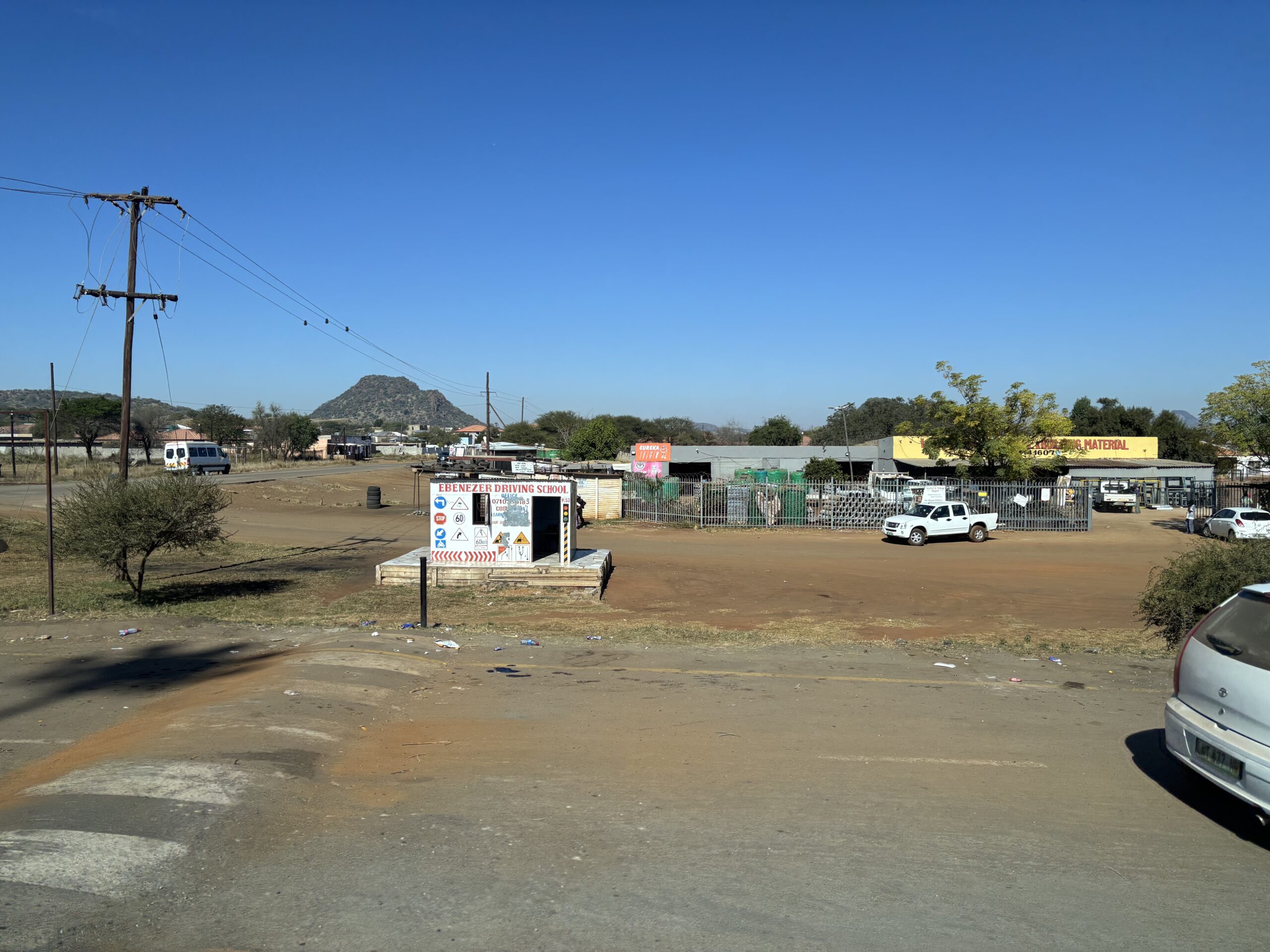 Ebenezer Driving School, Lekgalong, seen from the coach as we passed.