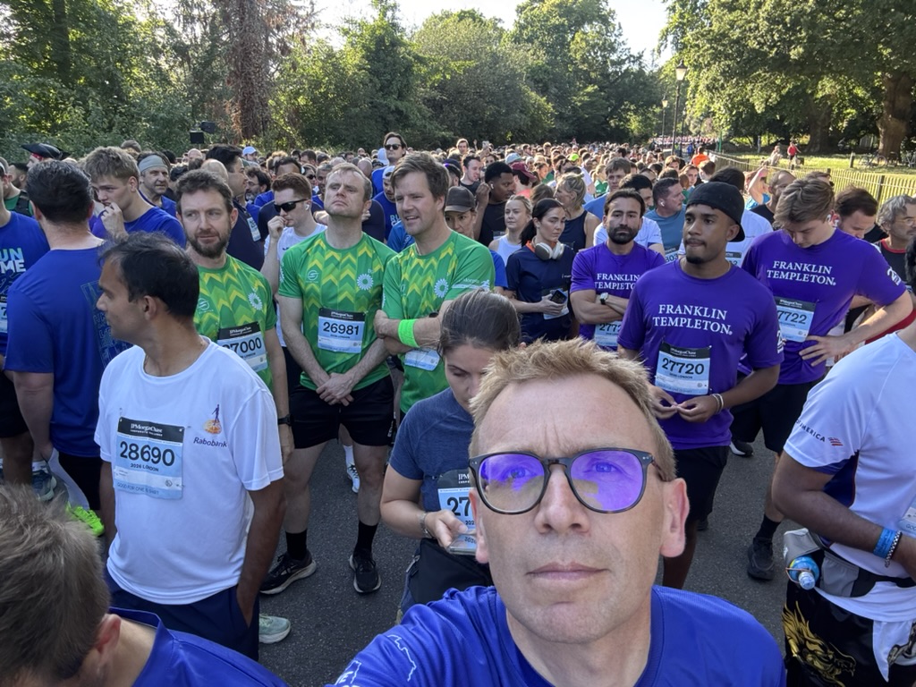 Lining up at the start of the JPMorganChase Corporate Challenge